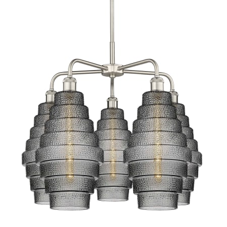 A large image of the Innovations Lighting 516-5CR-23-26 Cascade Chandelier Satin Nickel / Smoked