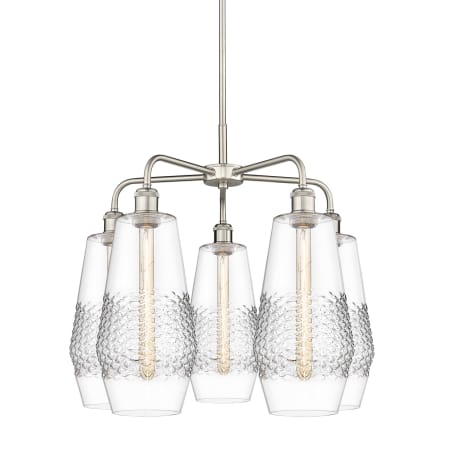 A large image of the Innovations Lighting 516-5CR-22-25 Windham Chandelier Satin Nickel / Clear