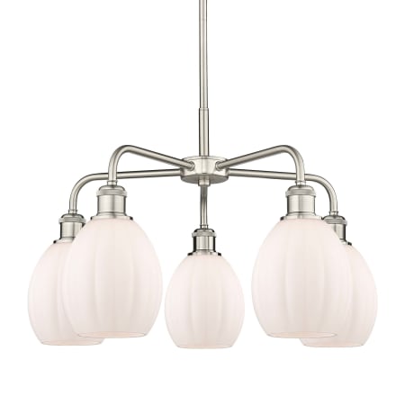 A large image of the Innovations Lighting 516-5CR-16-24 Eaton Chandelier Satin Nickel / Matte White