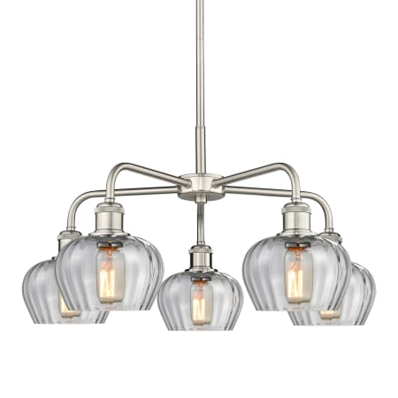 A large image of the Innovations Lighting 516-5CR-14-25 Fenton Chandelier Satin Nickel / Clear