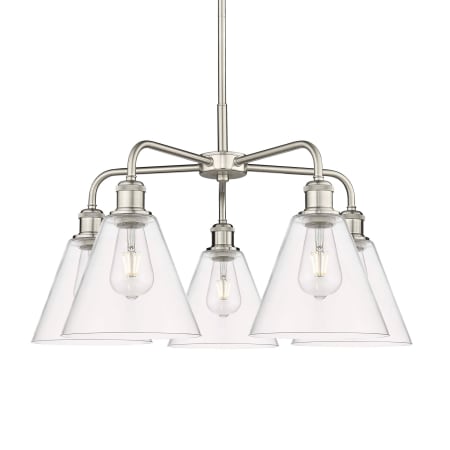 A large image of the Innovations Lighting 516-5CR-16-26 Berkshire Chandelier Satin Nickel / Clear