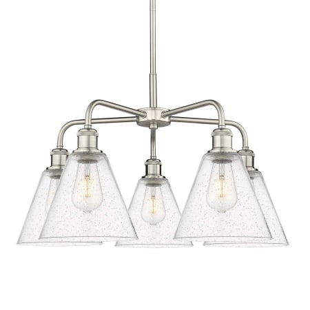 A large image of the Innovations Lighting 516-5CR-16-26 Berkshire Chandelier Satin Nickel / Seedy