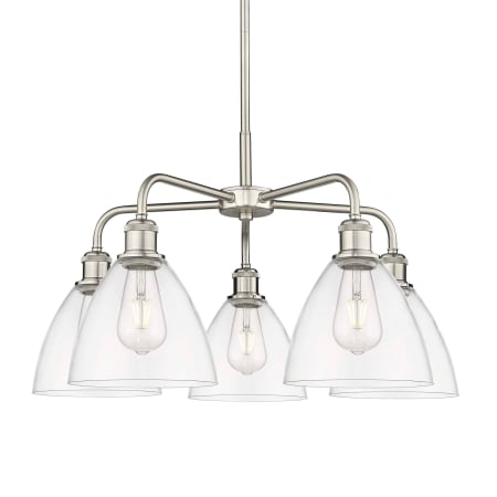 A large image of the Innovations Lighting 516-5CR-16-26 Bristol Glass Chandelier Satin Nickel / Clear