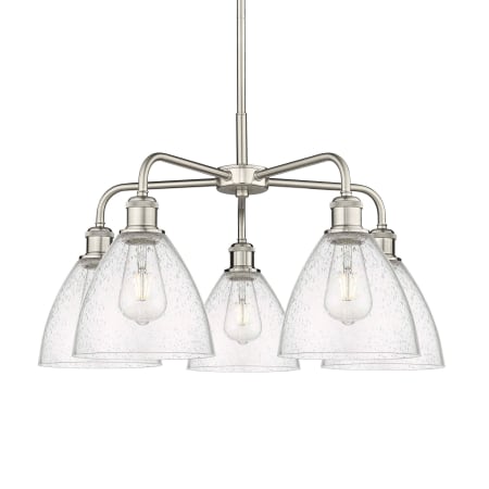 A large image of the Innovations Lighting 516-5CR-16-26 Bristol Glass Chandelier Satin Nickel / Seedy