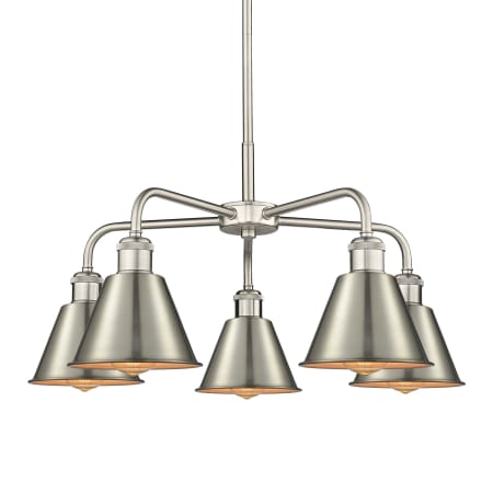 A large image of the Innovations Lighting 516-5CR-14-25 Ballston Chandelier Satin Nickel