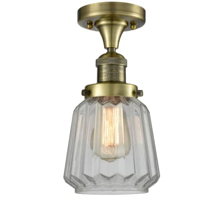 A large image of the Innovations Lighting 517-1CH Chatham Antique Brass / Clear Fluted