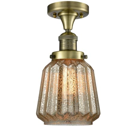 A large image of the Innovations Lighting 517-1CH Chatham Antique Brass / Mercury Fluted
