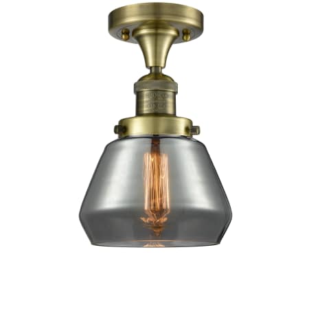 A large image of the Innovations Lighting 517-1CH Fulton Antique Brass / Smoked