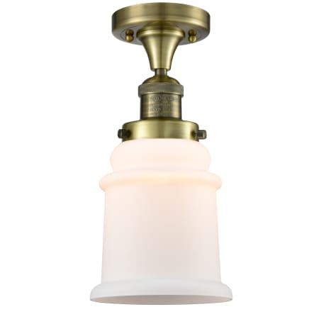 A large image of the Innovations Lighting 517-1CH Canton Antique Brass / Matte White Cased