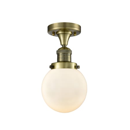 A large image of the Innovations Lighting 517-1CH-6 Beacon Antique Brass / Matte White Cased