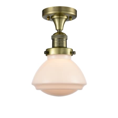 A large image of the Innovations Lighting 517-1CH Olean Antique Brass / Matte White