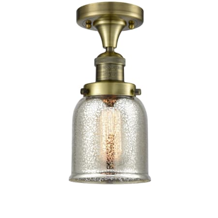 A large image of the Innovations Lighting 517-1CH Small Bell Antique Brass / Silver Mercury