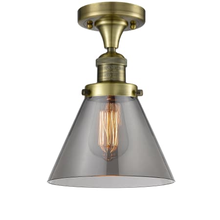 A large image of the Innovations Lighting 517-1CH / Large Bell Antique Brass / Smoked