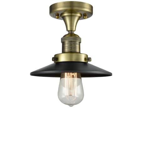 A large image of the Innovations Lighting 517-1CH Railroad Antique Brass / Matte Black