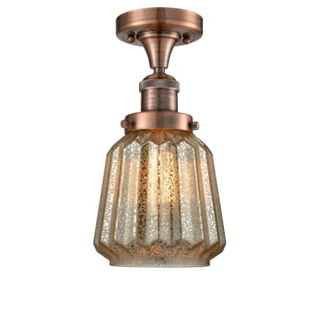 A large image of the Innovations Lighting 517-1CH Chatham Antique Copper / Mercury Fluted