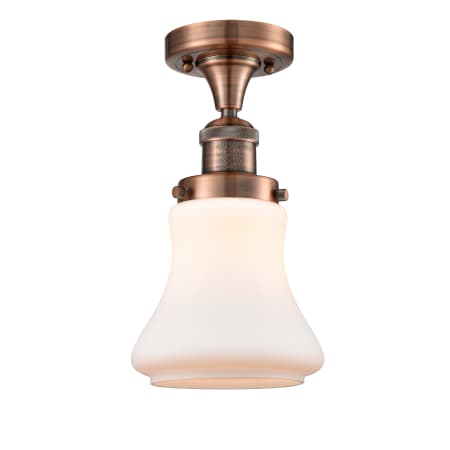 A large image of the Innovations Lighting 517-1CH Bellmont Antique Copper / Matte White