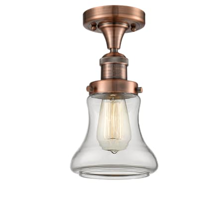 A large image of the Innovations Lighting 517-1CH Bellmont Antique Copper / Clear