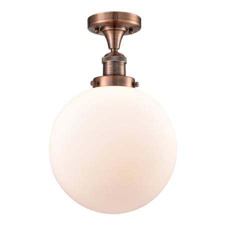 A large image of the Innovations Lighting 517 X-Large Beacon Antique Copper / Matte White