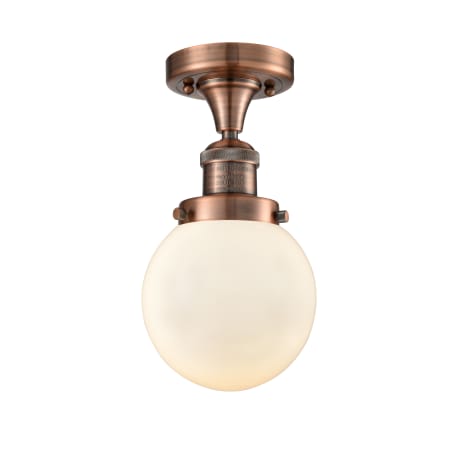 A large image of the Innovations Lighting 517-1CH-6 Beacon Antique Copper / Matte White Cased
