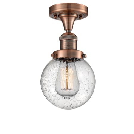 A large image of the Innovations Lighting 517-1CH-6 Beacon Antique Copper / Seedy