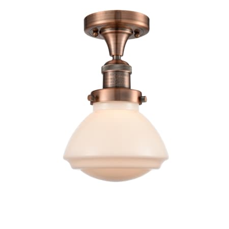 A large image of the Innovations Lighting 517-1CH Olean Antique Copper / Matte White