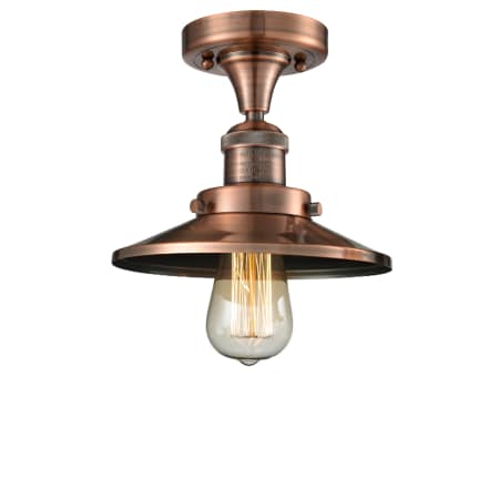 A large image of the Innovations Lighting 517-1CH Railroad Antique Copper / Metal Shade