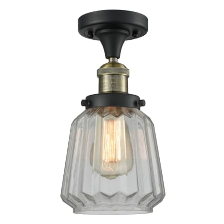 A large image of the Innovations Lighting 517-1CH Chatham Black Antique Brass / Clear