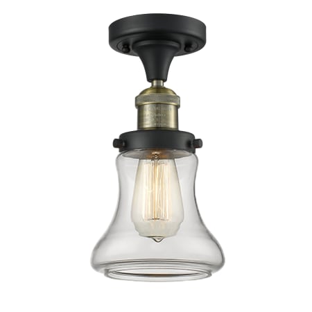 A large image of the Innovations Lighting 517-1CH Bellmont Black Antique Brass / Clear