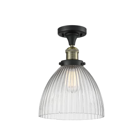 A large image of the Innovations Lighting 517 Seneca Falls Black Antique Brass / Clear Halophane