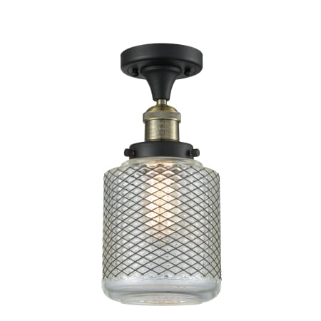 A large image of the Innovations Lighting 517-1CH Stanton Black Antique Brass / Clear Wire Mesh