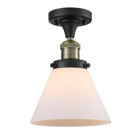 A large image of the Innovations Lighting 517-1C Large Cone Black Antique Brass / Matte White Cased
