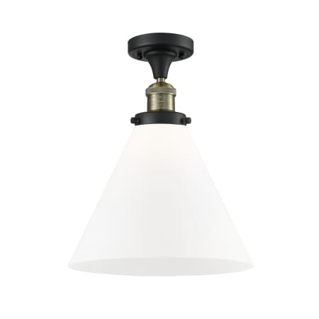 A large image of the Innovations Lighting 517 X-Large Cone Black Antique Brass / Matte White