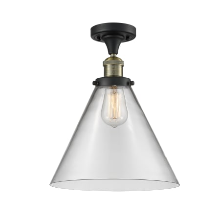 A large image of the Innovations Lighting 517 X-Large Cone Black Antique Brass / Clear