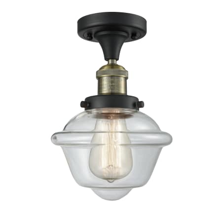 A large image of the Innovations Lighting 517-1CH Small Oxford Black Antique Brass / Clear