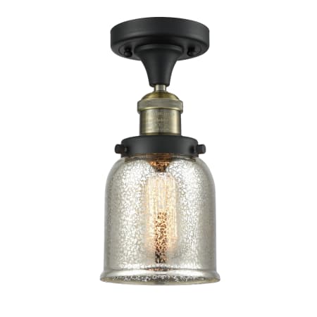 A large image of the Innovations Lighting 517-1CH Small Bell Black Antique Brass / Silver Mercury