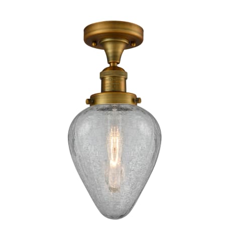 A large image of the Innovations Lighting 517-1CH Geneseo Brushed Brass / Clear Crackle