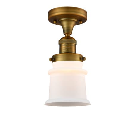 A large image of the Innovations Lighting 517-1CH Small Canton Brushed Brass / Matte White Cased