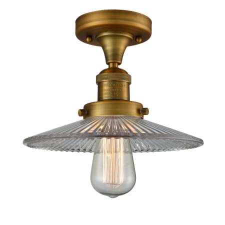 A large image of the Innovations Lighting 517-1CH Halophane Brushed Brass / Halophane