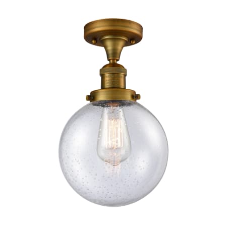 A large image of the Innovations Lighting 517-1CH-8 Beacon Brushed Brass / Seedy