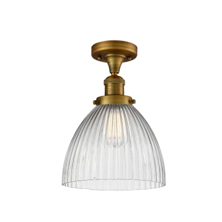 A large image of the Innovations Lighting 517 Seneca Falls Brushed Brass / Clear Halophane