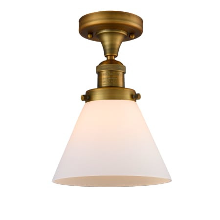 A large image of the Innovations Lighting 517-1CH Large Cone Brushed Brass / Matte White Cased