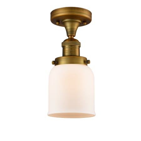 A large image of the Innovations Lighting 517-1CH Small Bell Brushed Brass / Matte White Cased