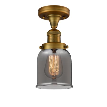 A large image of the Innovations Lighting 517-1CH Small Bell Brushed Brass / Smoked