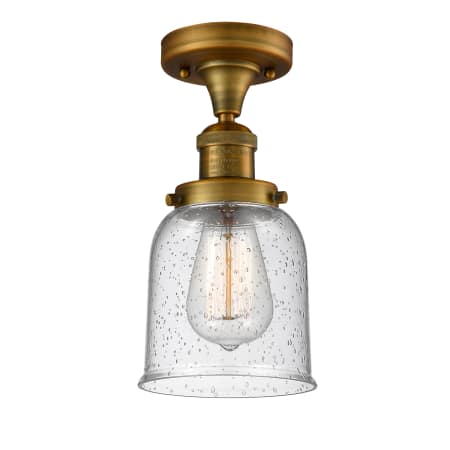 A large image of the Innovations Lighting 517-1CH Small Bell Brushed Brass / Seedy