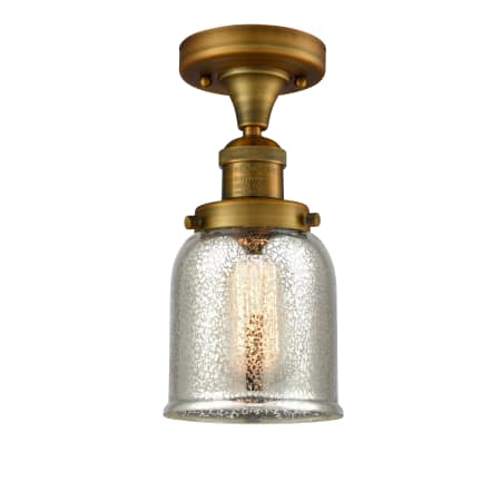 A large image of the Innovations Lighting 517-1CH Small Bell Brushed Brass / Silver Mercury
