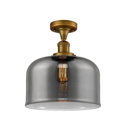 A large image of the Innovations Lighting 517 X-Large Bell Brushed Brass / Plated Smoke