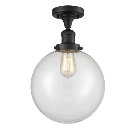 A large image of the Innovations Lighting 517 X-Large Beacon Matte Black / Clear