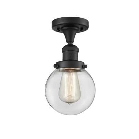 A large image of the Innovations Lighting 517-1CH-6 Beacon Matte Black / Clear