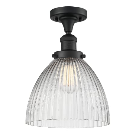 A large image of the Innovations Lighting 517 Seneca Falls Matte Black / Clear Halophane