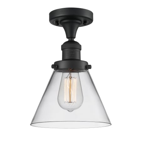 A large image of the Innovations Lighting 517-1CH Large Cone Matte Black / Clear